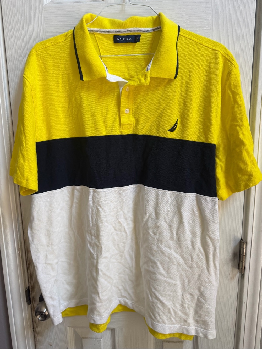 Nautica Men’s Yellow Black White Blocked Polo Shirt